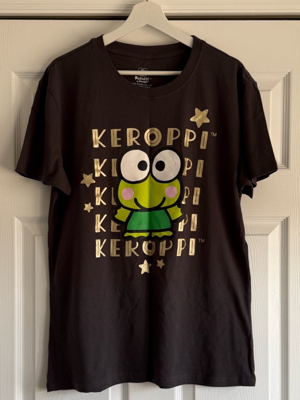 NWOT Sanrio Women Gray Keroppi Gold Star Graphic Large